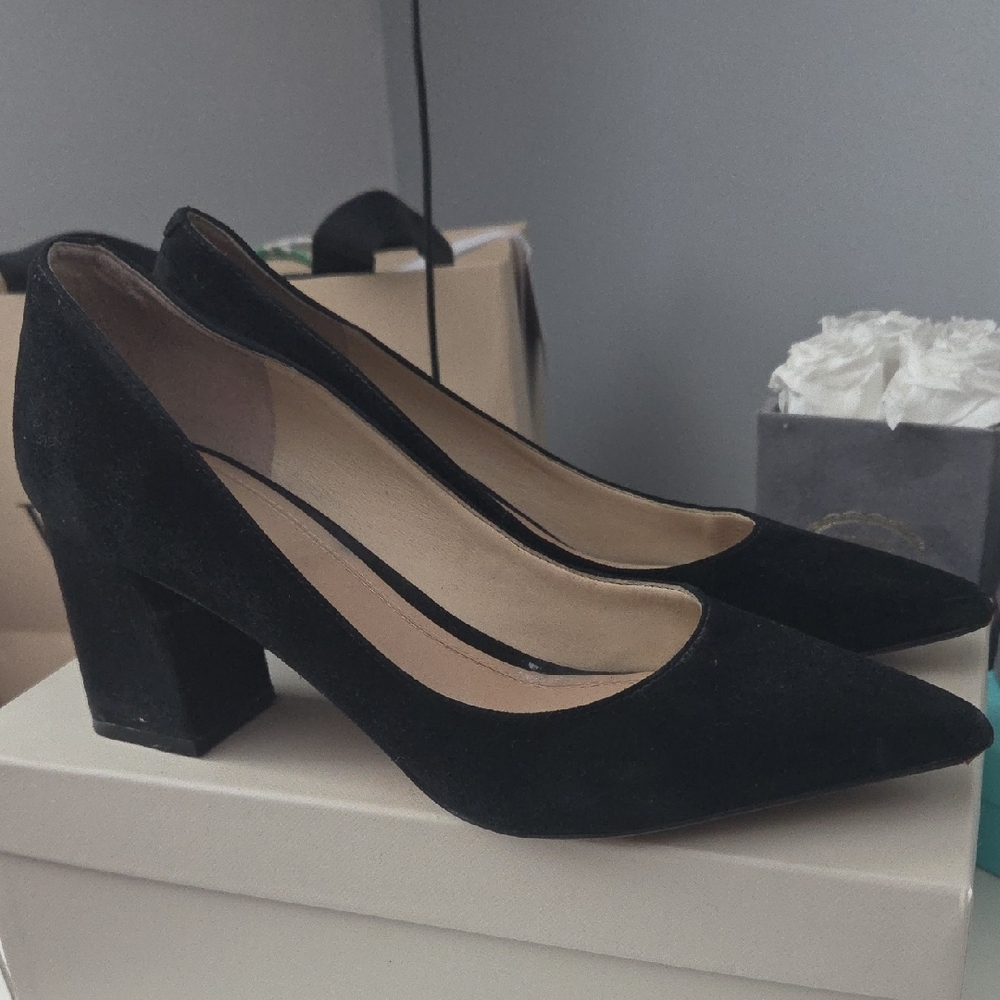 Marc Fisher Black Suede Block Heels